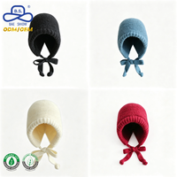 Bonnet en tricot épais bleu poussière, bord côtelé, sangle à nouer, casquette d'hiver certifiée OCS, fourniture OEM/ODM