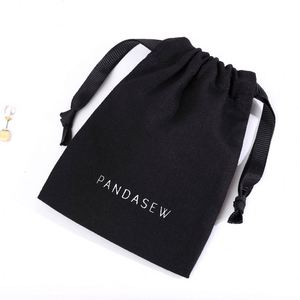 Bolsas de Regalo de Lona de Algodón Orgánico con Cordón, 8*10 cm, con Logotipo, para Joyería, Marca Panda Sew, Más Vendidas - Product Image 5