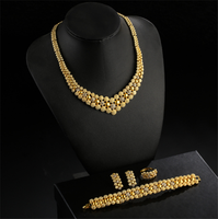 Juego de Joyas de Oro Chapado con Diamantes para Mujer, Collar, Aretes, Anillo y Pulsera, Juego de Cuatro Piezas