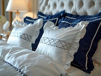STARZ HOME-Parure de lit 100% coton, housse de couette blanche, drap housse, rayure 3cm, 250TC