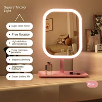 Miroir de maquillage de bureau à commande tactile LED tricolore unique et design pour chambre à coucher