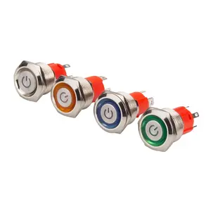 LVBO High quality 20A High Current Flat Head Momentary Waterproof Metal Push Button Switch with Symbol Logo