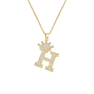 Popolare <span class=keywords><strong>Collana</strong></span> con Ciondolo <span class=keywords><strong>Lettera</strong></span> Iniziale in Ottone Placcato Oro 18K con Zirconi Cubici, 26 Lettere dell'Alfabeto Inglese - Product Image 2