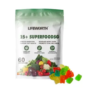 LIFEWORTH Super aliments à mâcher Gummy Greens et Superfoods avec des probiotiques antioxydants et supplément de digestion des fibres