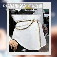 Chaîne de perles en alliage à trois couches à la mode pour dames robe chemise taille ceintures métalliques minces décoratives