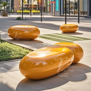 Tabouret ovale personnalisé créatif en fibre de verre Design moderne école extérieur parc Art repos siège chaise entrée patio banc - Product Image 3