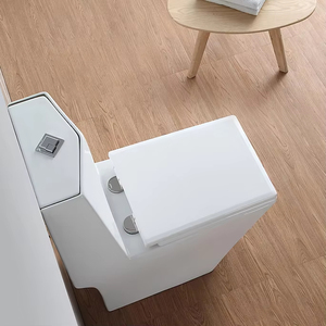Inodoro moderno de una pieza, inodoro montado en la pared, forma de cuenco redondo, drenaje de trampa P, nuevo modelo, artículos <span class=keywords><strong>sanitarios</strong></span>, uso doméstico a granel, Material de PP para Hotel - Product Image 3