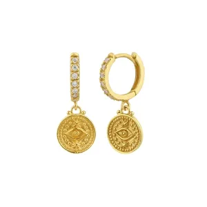 S925 argento orecchini a cerchio a forma di diavolo placcatura in oro gioielli con personalità rotonda orecchini pendenti Vintage Huggie