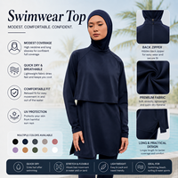 Haut de burkini pour femmes musulmanes, maillot de bain modeste à séchage rapide, manches longues, couvrant entièrement le corps, tunique de bain écologique, extensible dans quatre directions, UPF50+