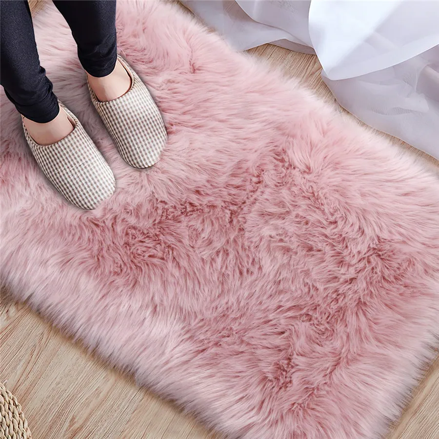 Có thể giặt Fluffy nhân tạo lông mềm da cừu thảm thảm Thảm ghế Pad Sofa ghế đệm Faux Mat cho phòng ngủ phòng khách