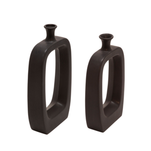 Vaso Rettangolare Aperto in Ceramica, Vaso Moderno in Gres per Fiori, Decorazione Scultorea per Soggiorno e Casa - Product Image 4