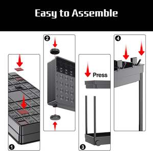 Organisateur sous évier à double niveau en ABS, tiroir de rangement coulissant pour cuisine, crochets, étagères autoportantes pour salle de bain - Product Image 3