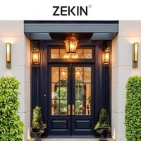 Porte d'entrée pivotante en aluminium de style moderne personnalisée ZEKIN pour villa, avec serrure intelligente