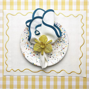 Большие и маленькие синие салфетки для торжеств-идеальные тканевые салфетки с зелеными цветами