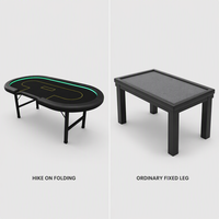 Table de jeu ovale avec pieds pliants, table de cartes Hike on, accoudoirs en cuir, tube carré, table de jeu de cartes pour la maison