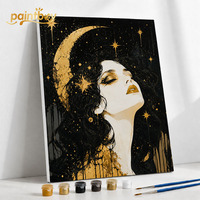 Peinture Décorative Moderne pour Chambre à Coucher – Kit de Peinture par Numéros sur Toile Effet Doré