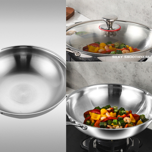 Poêle wok triply en acier inoxydable 304 panci sartenes ustensiles de cuisine à induction grande poêle Wok poêle à frire antiadhésive - Product Image 2