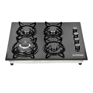 Estufa de <span class=keywords><strong>gas</strong></span> de vidrio negro duradero con diseño integrado sin costuras, cocina multiquemador para uso doméstico. - Product Image 1
