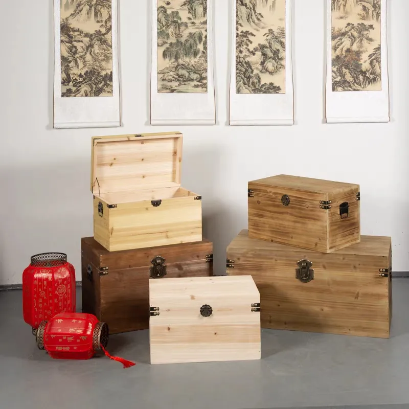 Scatola portaoggetti in legno vintage personalizzata con serratura scatola portaoggetti in legno massello scatola rettangolare Extra large in legno