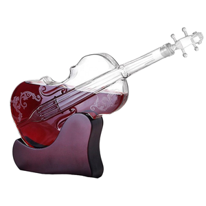 Offre Spéciale artisanat 1000ml whisky bouteille <span class=keywords><strong>de</strong></span> vin <span class=keywords><strong>rhum</strong></span> liqueur verres <span class=keywords><strong>à</strong></span> liqueur bouteilles verre violon carafe avec socle en bois <span class=keywords><strong>coffret</strong></span> cadeau - Product Image 5
