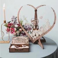 Livre d'Or de Mariage Cœur en Bois – Alternative au Livre d'Or Traditionnel – Décoration de Mariage – Boîte à Cœurs Tombants Douce