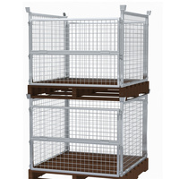 Vente directe du fabricant : Cage de rangement pliable à roulettes, conteneur en acier grillagé robuste pour le transport en entrepôt