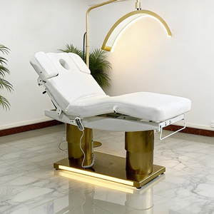 Luxury 4 Motors Massage Bed Gold Base Cosmetic Bed <b>Heating</b> Function Electric Beauty Bed <b>USB</b> Charging Port With Light Decoration - Product Image 1