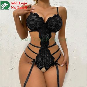 Nuevo mono transparente seductor de encaje, entrepierna abierta para mujer, ropa interior Sexy de pecho abierto de alta calidad con pechos grandes - Product Image 2