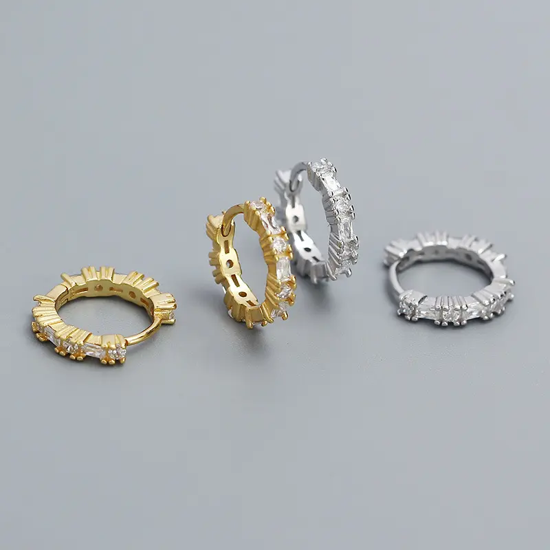 2024 новые модели дропшиппинг 925 стерлингового серебра прямоугольные круглые серьги с бриллиантами cz обруч ювелирные изделия для женщин