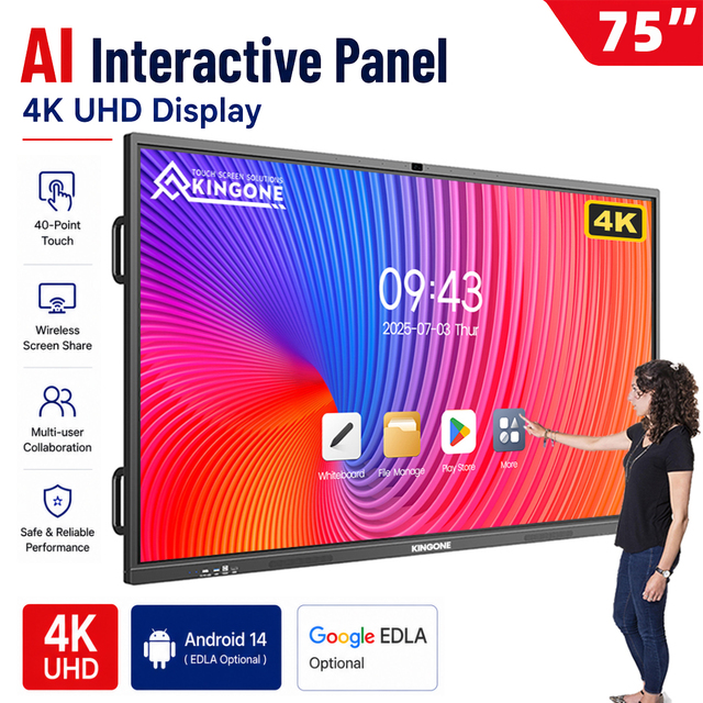 KINGONE 65 75 86 Inch Infrared Electronic Interactive Display All in One Touch Screen Smart Board Whiteboard for School