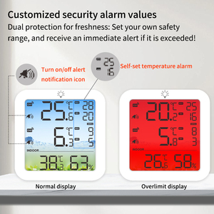 Monitor digital de temperatura y humedad al por mayor con alarma de valor máximo/mínimo de retroiluminación y sensor remoto para uso doméstico y de oficina - Product Image 3