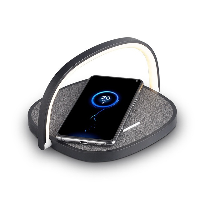 2 in 1 LED Light Color Changeable Ambient Lighting Night Light with 10W Wireless Charger Plug-In Modern Bedroom Design