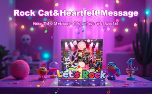 3D Pop Up âm nhạc và ánh sáng bằng giọng nói thẻ sinh nhật bán buôn đá Mèo chúc mừng sinh nhật Thẻ quà tặng - Product Image 3