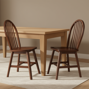 Juego de 2 Sillas de Madera Maciza de Nogal DB Windsor, Sillas de Comedor Contemporáneas para el Hogar y Restaurantes - Product Image 2