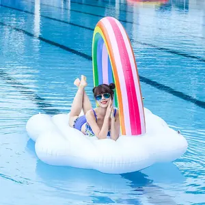 Bouée gonflable arc-en-ciel personnalisée en PVC durable et pliable pour fêtes au bord de la piscine, jeux aquatiques pour enfants et adultes, transat aquatique d'été sur mesure - Product Image 5