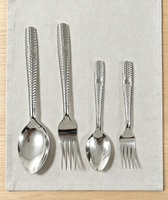 Ensemble de couverts réutilisables et durables en acier inoxydable poli miroir, style nordique, couteau, fourchette, cuillère, compatibles lave-vaisselle, pour les fêtes