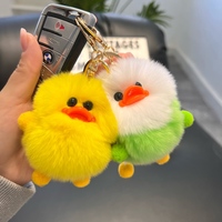 Mignon Pendentif Sac en Peluche Pompon Canard Doux et Moelleux, Porte-clés Boule de Fourrure Lapin Adorable, Poupée en Peluche, Ornements pour Sac à Dos, Porte-clés