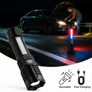 Torcia LED Ricaricabile ad Alta Luminosità con Luce Laterale COB, Display Digitale della Potenza, Zoom Regolabile, Torcia Tattica per Emergenze - Product Image 1