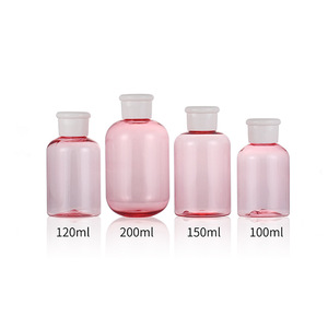 ขวดพลาสติกทรงกลมสีชมพู 150 มล. ฝาเกลียว สำหรับบรรจุภัณฑ์เครื่องสำอาง - Product Image 1