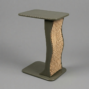 Handmade <b>Rustic</b> Wood Side <b>Table</b> With Woven Base Modern Living Room Furniture - Product Image 1