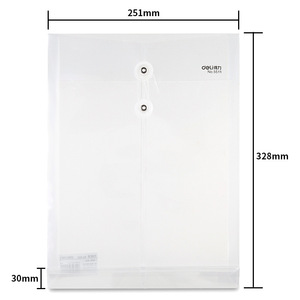 Deli <b>A4</b> Transparent Plastic File Bag Rope-wrap <b>Document</b> Storage Archive <b>Folder</b> with Fastener for Office Use - Product Image 4