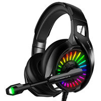 Casque de jeu filaire avec microphone rotatif, écouteurs stéréo supra-auriculaires, Audifonos avec éclairage RVB pour les joueurs PC/PS5/Xbox