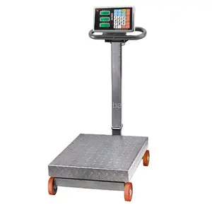 Balanza electrónica de plataforma, balanza de 100kg-800kg, <span class=keywords><strong>tcs</strong></span>, cuatro ruedas para transporte fácil, indicador de acero inoxidable, 110V-220V - Product Image 1