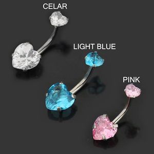 Anneau de nombril en acier inoxydable en forme de cœur avec zircon, serti à griffes de 1,610 mm, bijou unisexe pour le nombril, cadeau - Product Image 3