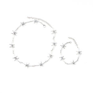 Conjunto de Collar y Pulsera Góticos con Espinas, Aleación de Zinc, Joyería Unisex de Moda, Diseño de Púas - Product Image 5
