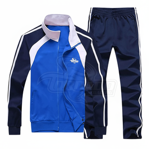 Conjunto de ropa de gimnasio personalizada para hombre, chándal deportivo de dos piezas con cremallera, chándales baratos - Product Image 1