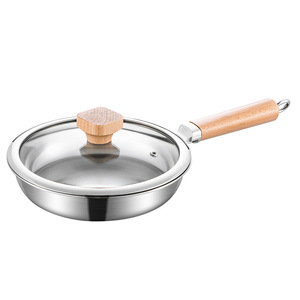 Sartén de Acero Inoxidable de Triple Capa con Tapa, Mango de Madera, Apta para Inducción, Compatible con Todos los Tipos de Estufas, Sartén Versátil para Saltear - Product Image 5