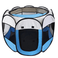 Parc de jeu octogonal pour chien, très populaire, en tissu Oxford lavable, tente pliable pour animaux de compagnie, niche de mise bas, avec plateau en plastique, maison pour chien, chenil, cage pour animaux de compagnie