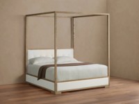 Lit à baldaquin capitonné Darien en bois massif, design moderne et luxueux, durable, pour chambre principale, mobilier d'hôtel et de villa