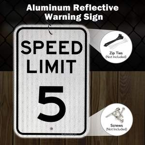 لافتة حدود السرعة العاكسة <span class=keywords><strong>5</strong></span> ميل في الساعة، لافتة تخفيف السرعة، لافتة مرورية 18 × 12 بوصة، درجة هندسية - Product Image 6